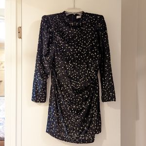 Black velveteen and gold flecked A.L.C. midi dress